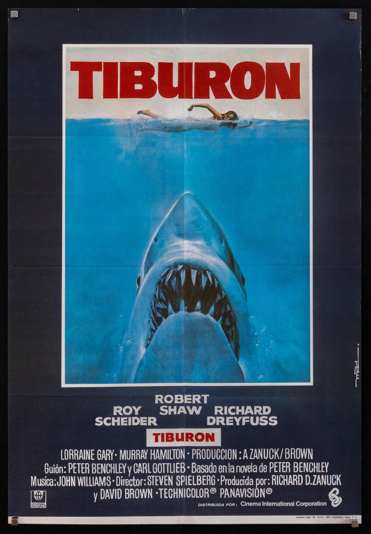 Jaws 1 Sheet (27x41) Original Vintage Movie Poster