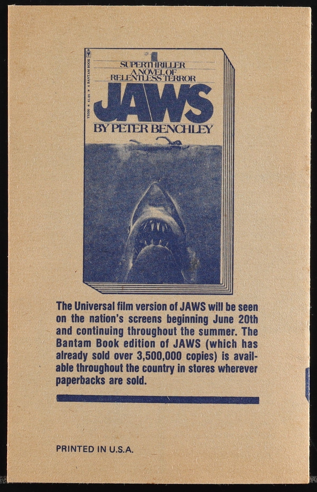 Jaws Original Vintage Movie Poster