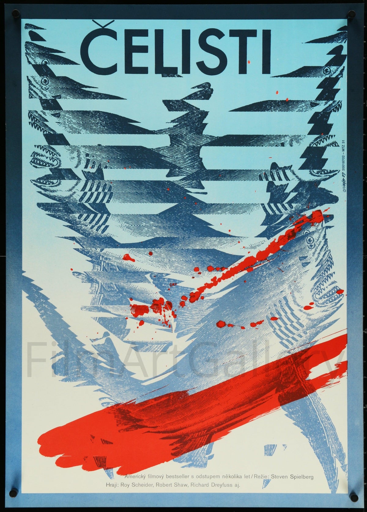 Jaws Czech (23x33) Original Vintage Movie Poster