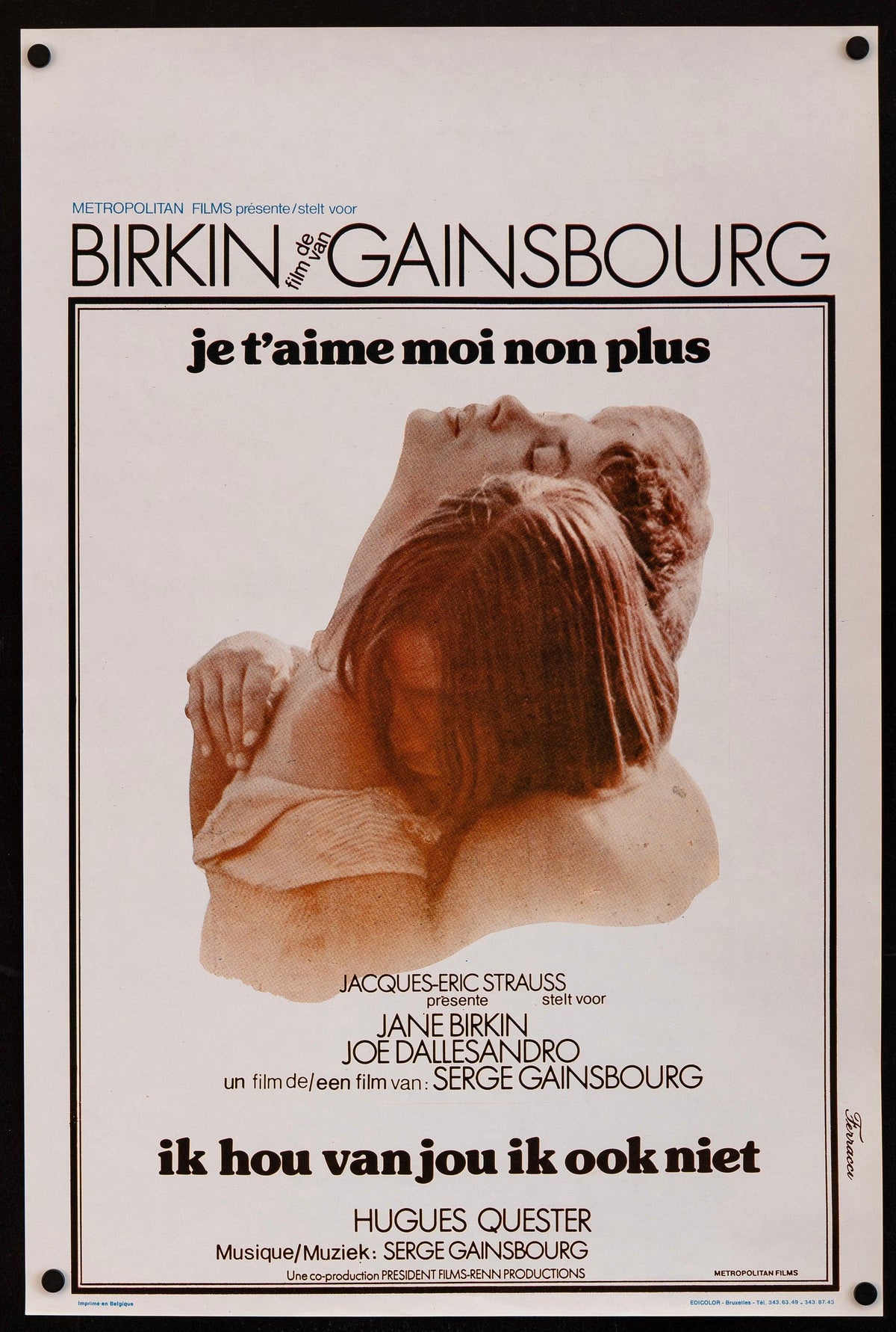 Je T&#39;Aime Moi Non Plus Belgian (14x22) Original Vintage Movie Poster