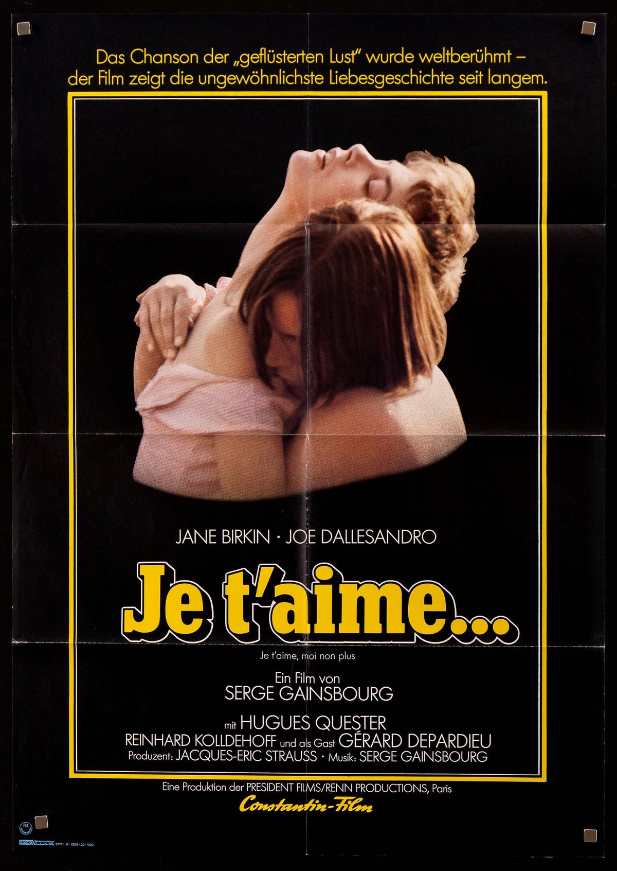 Je T&#39;Aime Moi Non Plus German A1 (23x33) Original Vintage Movie Poster