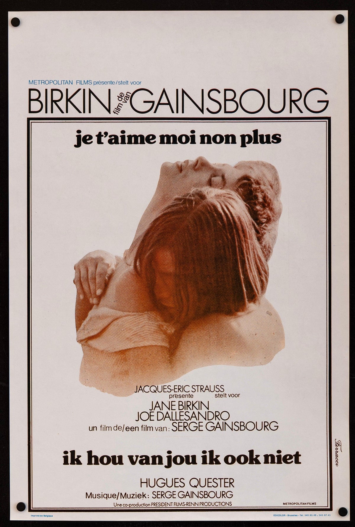 Je T&#39;Aime Moi Non Plus Original Vintage Movie Poster