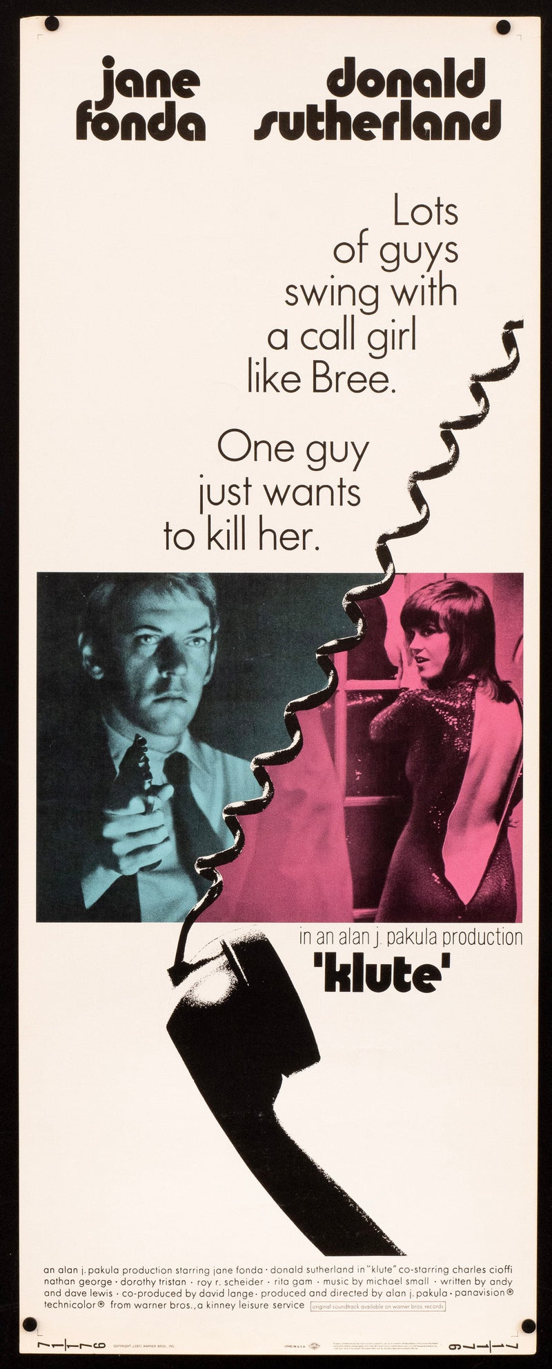 Klute Insert (14x36) Original Vintage Movie Poster