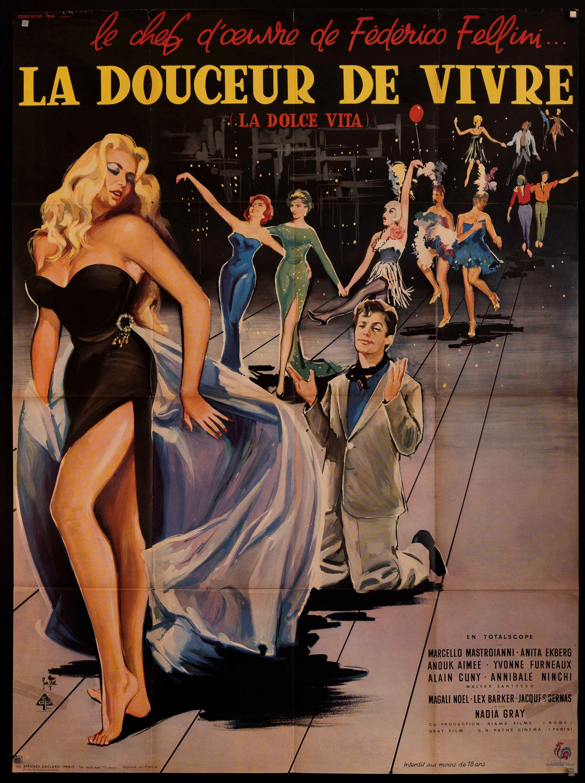 La Dolce Vita French 1 panel (47x63) Original Vintage Movie Poster