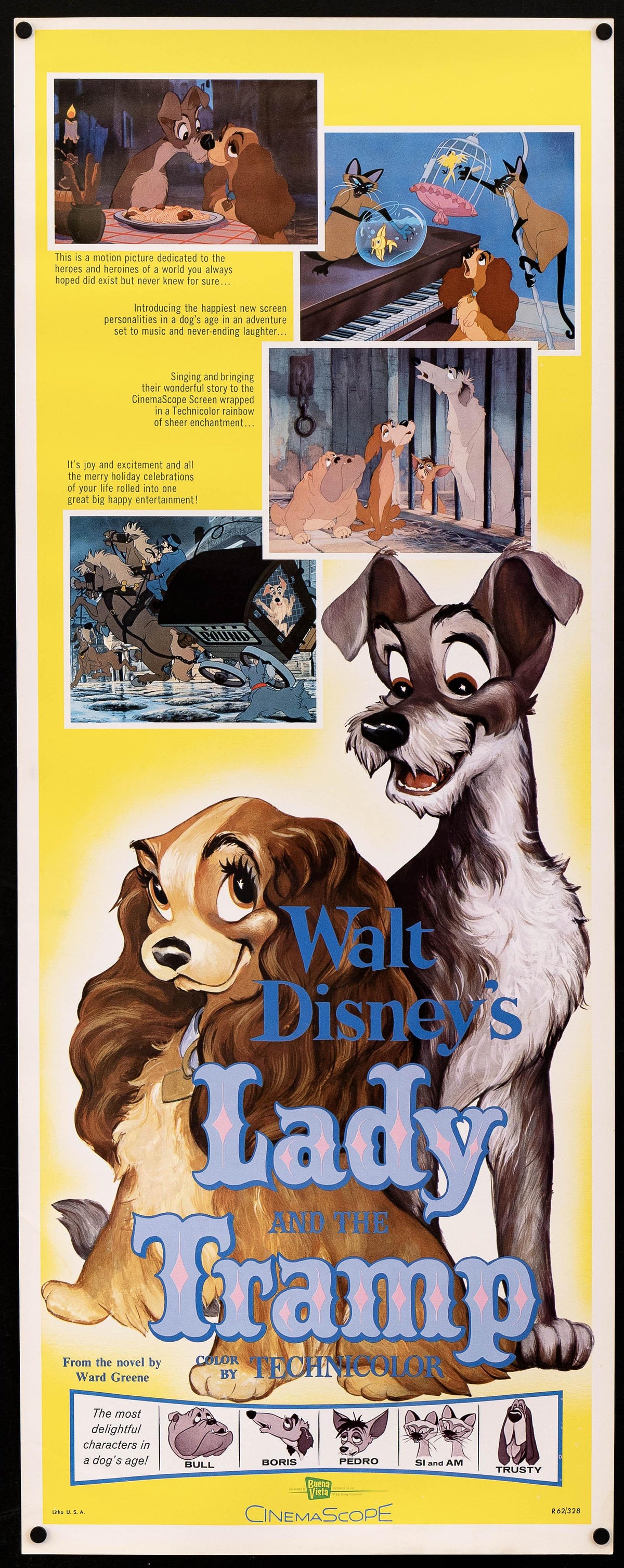 Lady and the Tramp Insert (14x36) Original Vintage Movie Poster