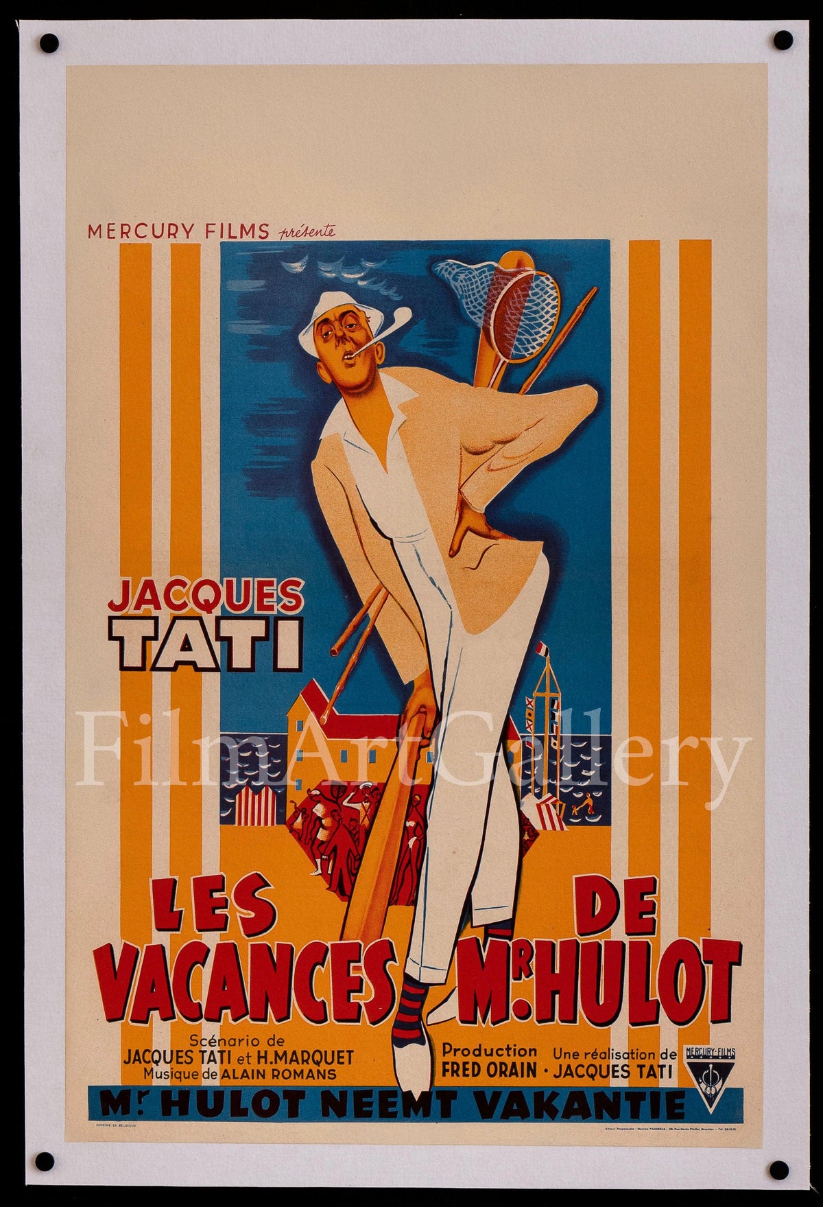Les Vacances de Monsieur Hulot (Mr. Hulot&#39;s Holiday) Belgian (14x22) Original Vintage Movie Poster