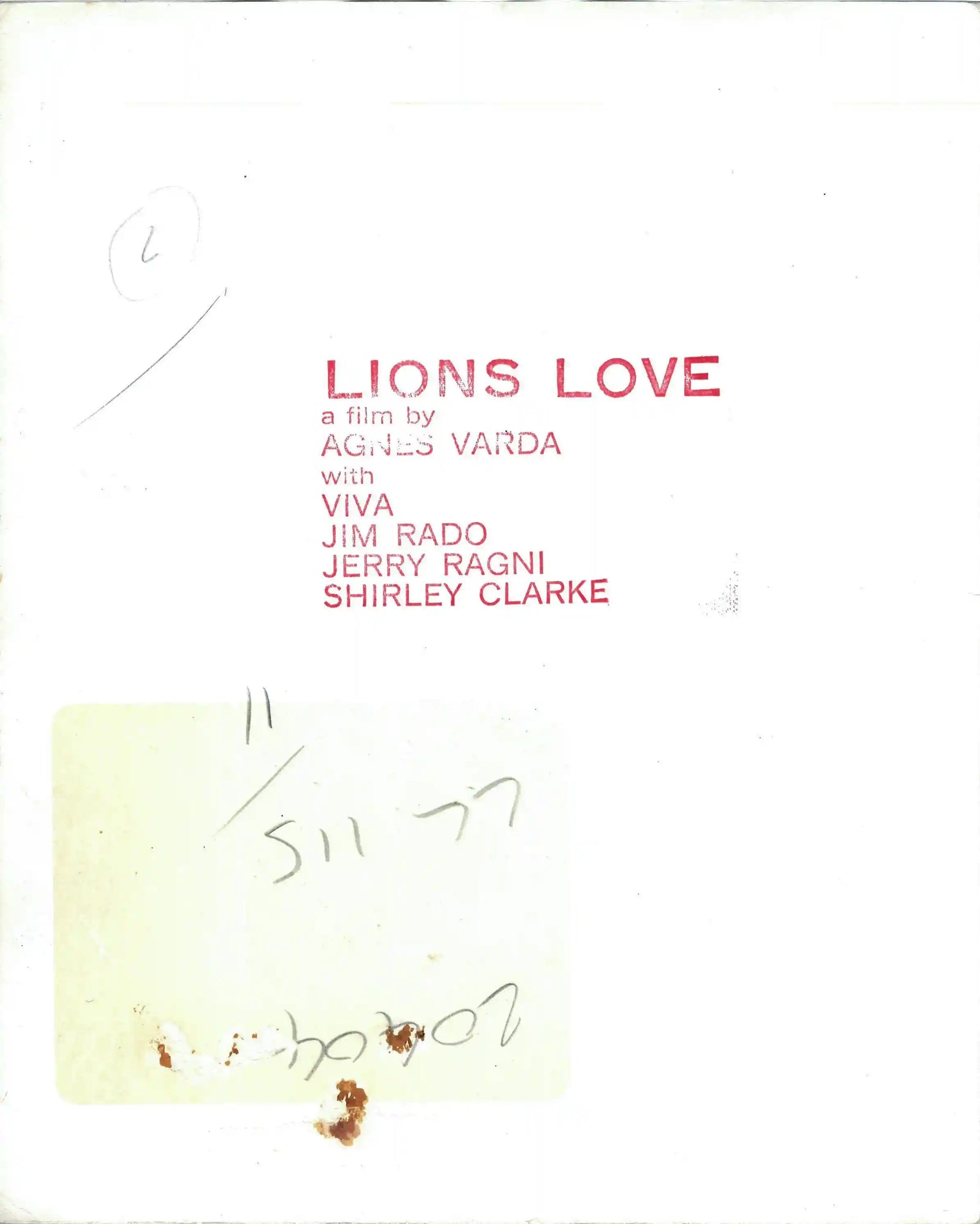 Lion's Love Original Vintage Movie Poster
