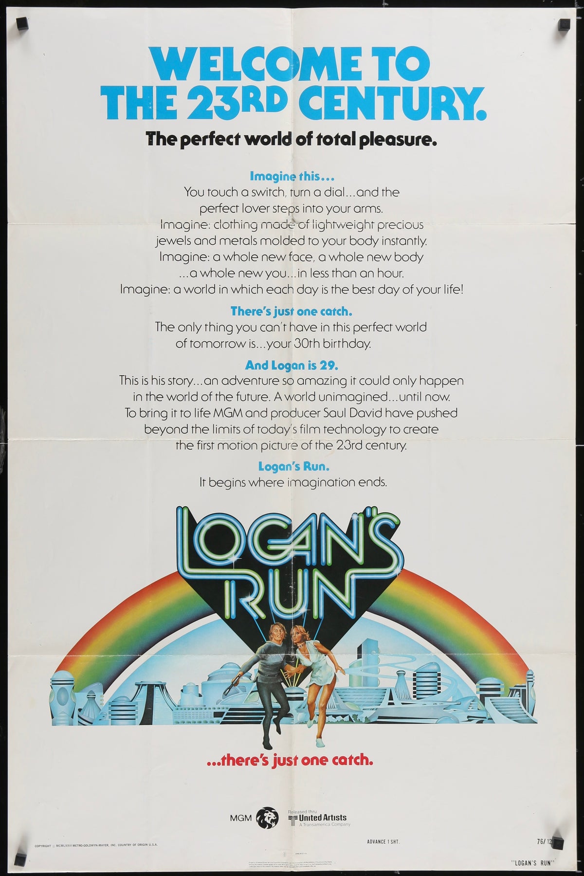 Logan&#39;s Run 1 Sheet (27x41) Original Vintage Movie Poster