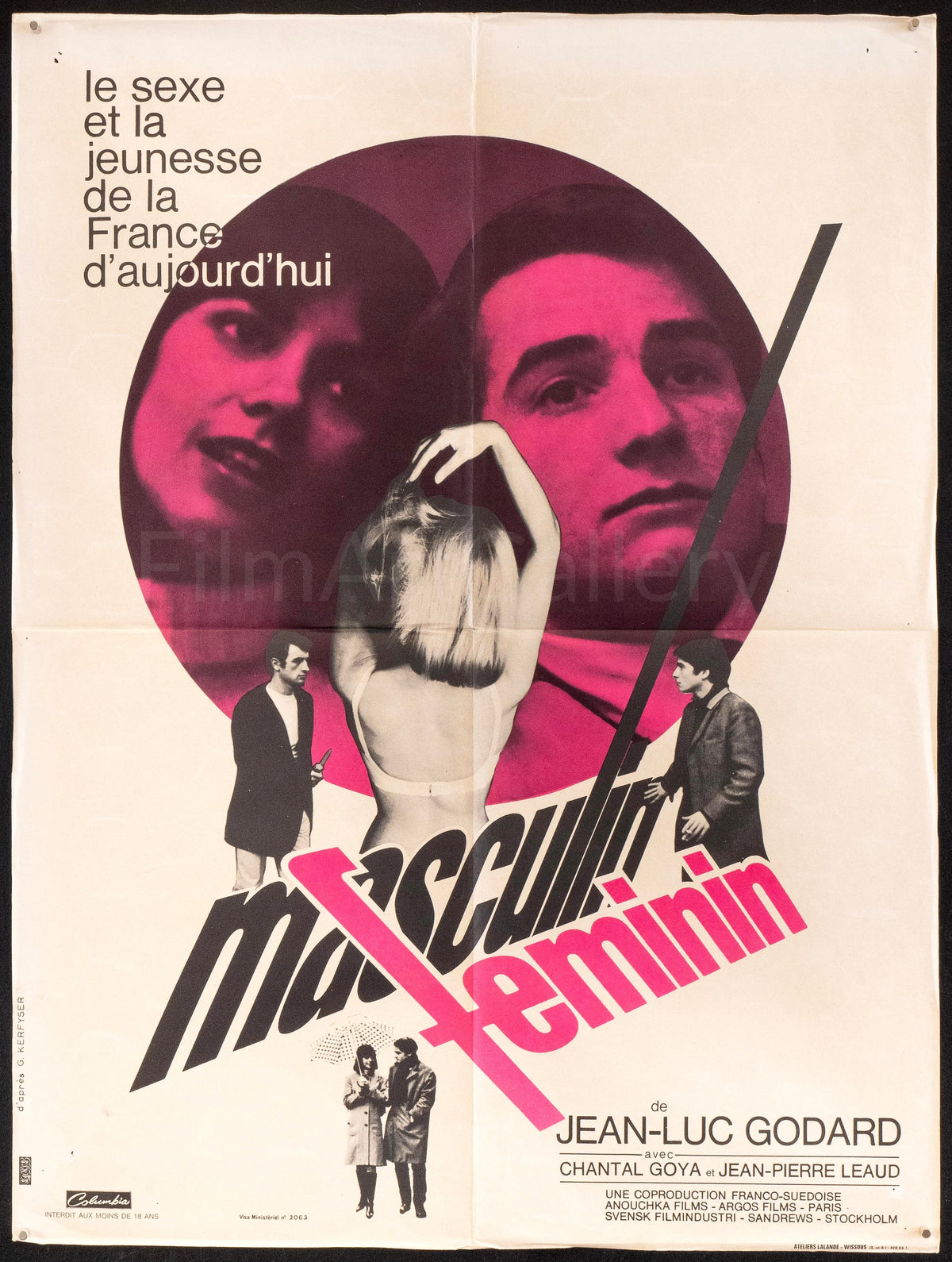 Masculin Feminin French small (23x32) Original Vintage Movie Poster