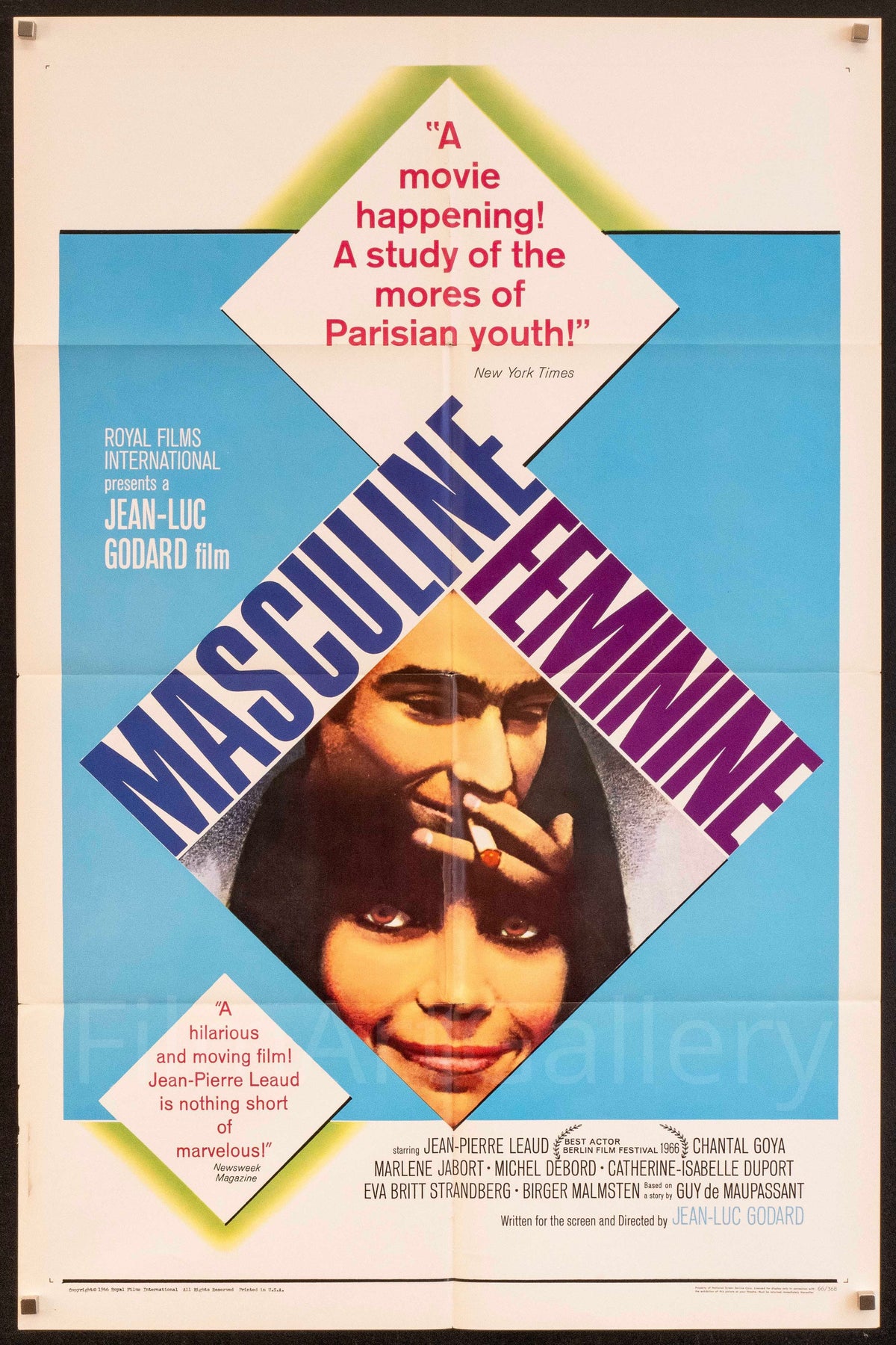 Masculin Feminin Original Vintage Movie Poster