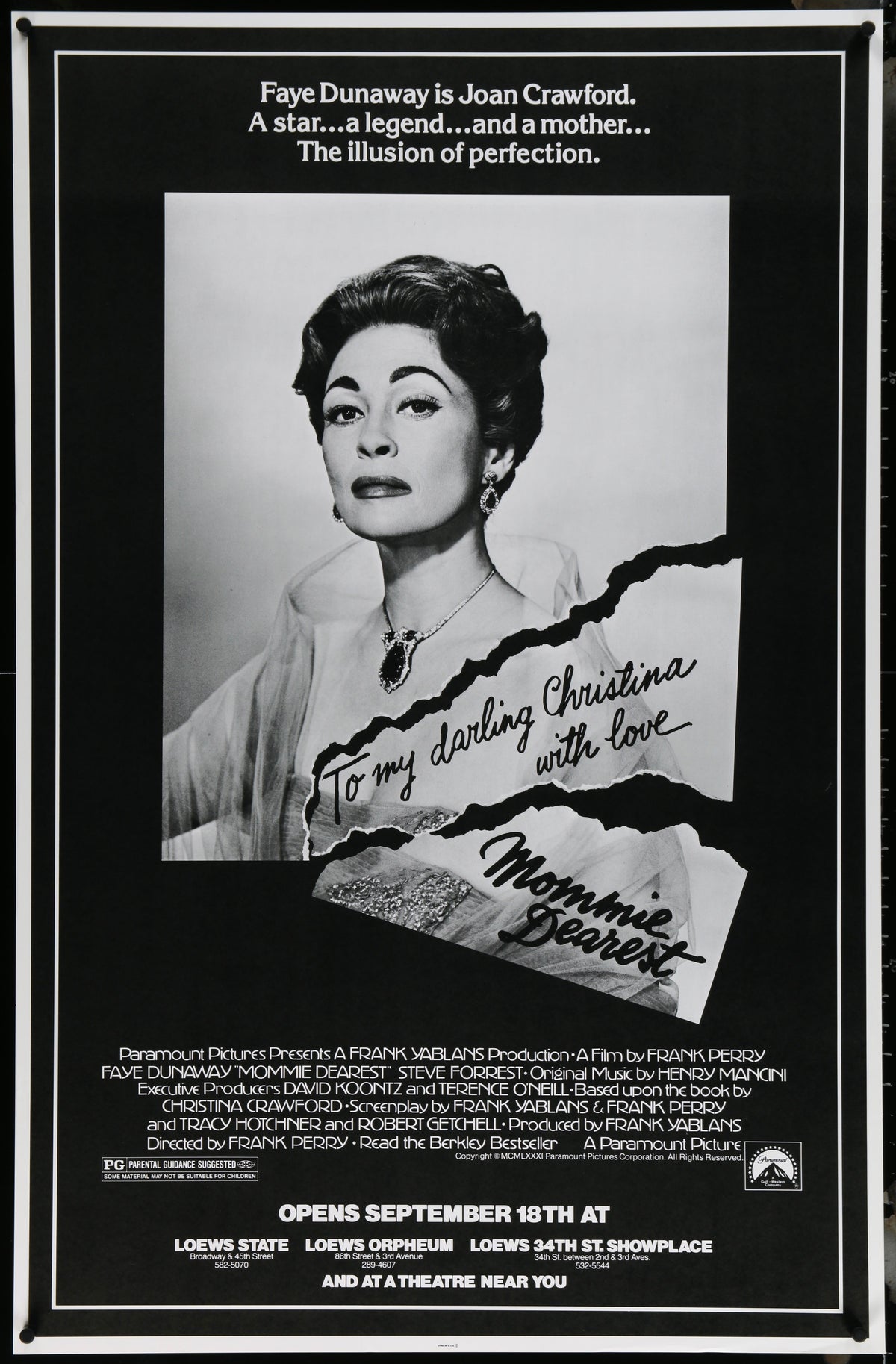 Mommie Dearest Original Vintage Movie Poster