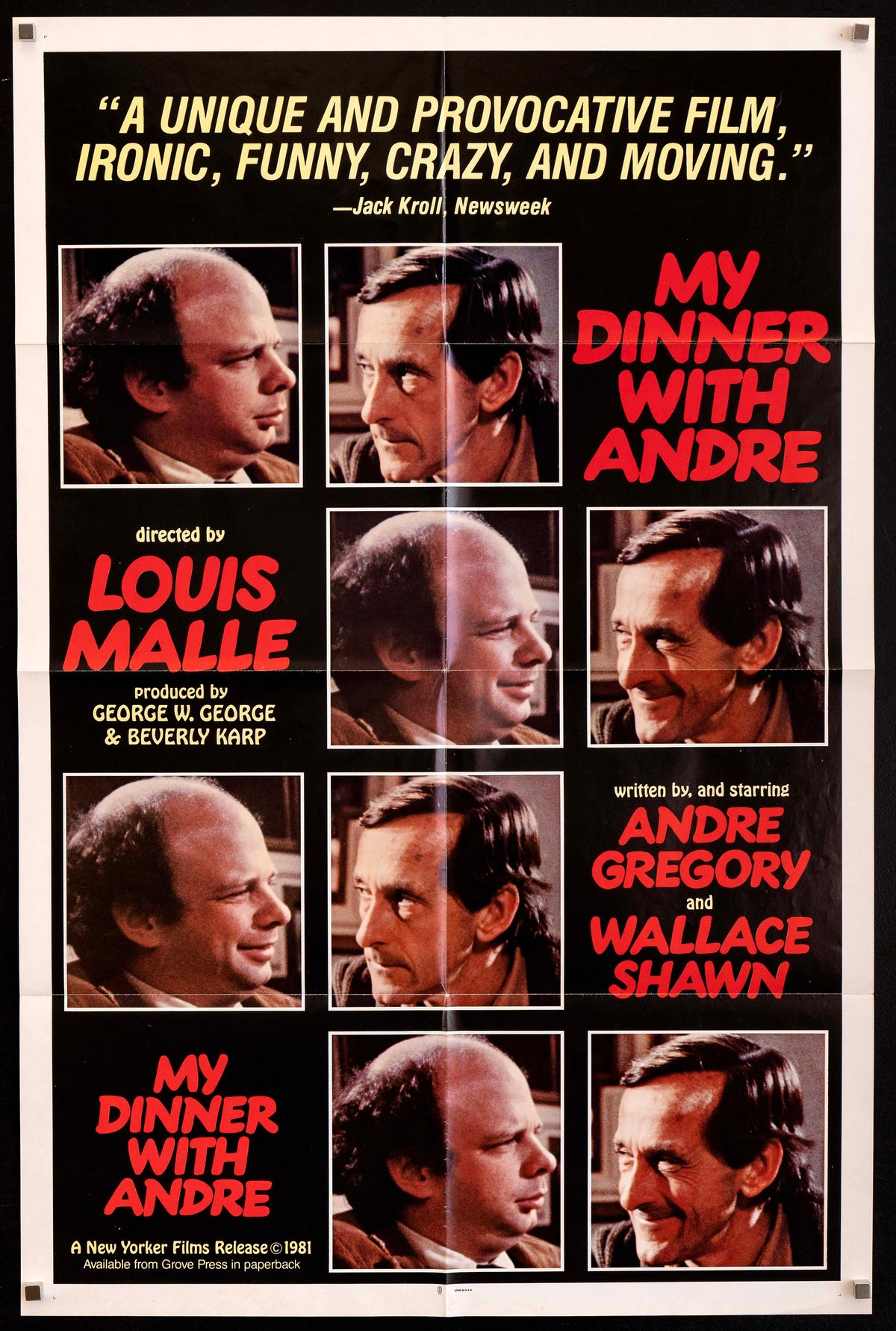 My Dinner with Andre Original Vintage Movie Poster