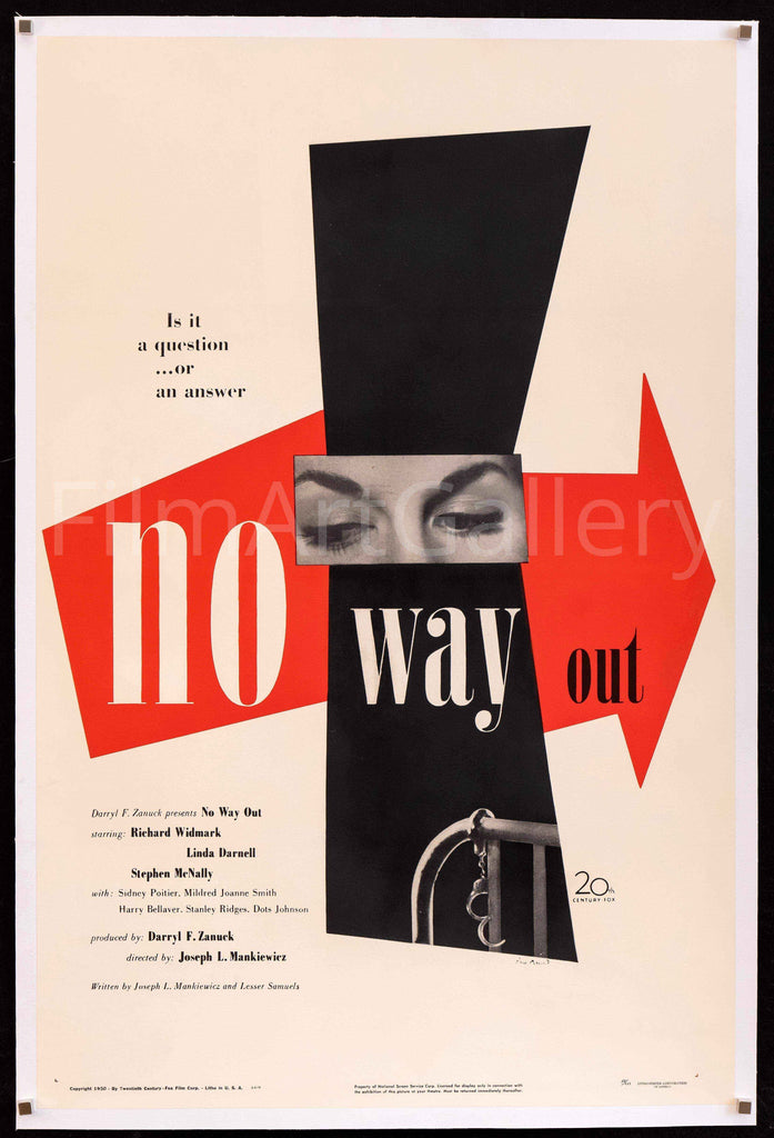 No Way Out Movie Poster 1950 1 Sheet (27x41)