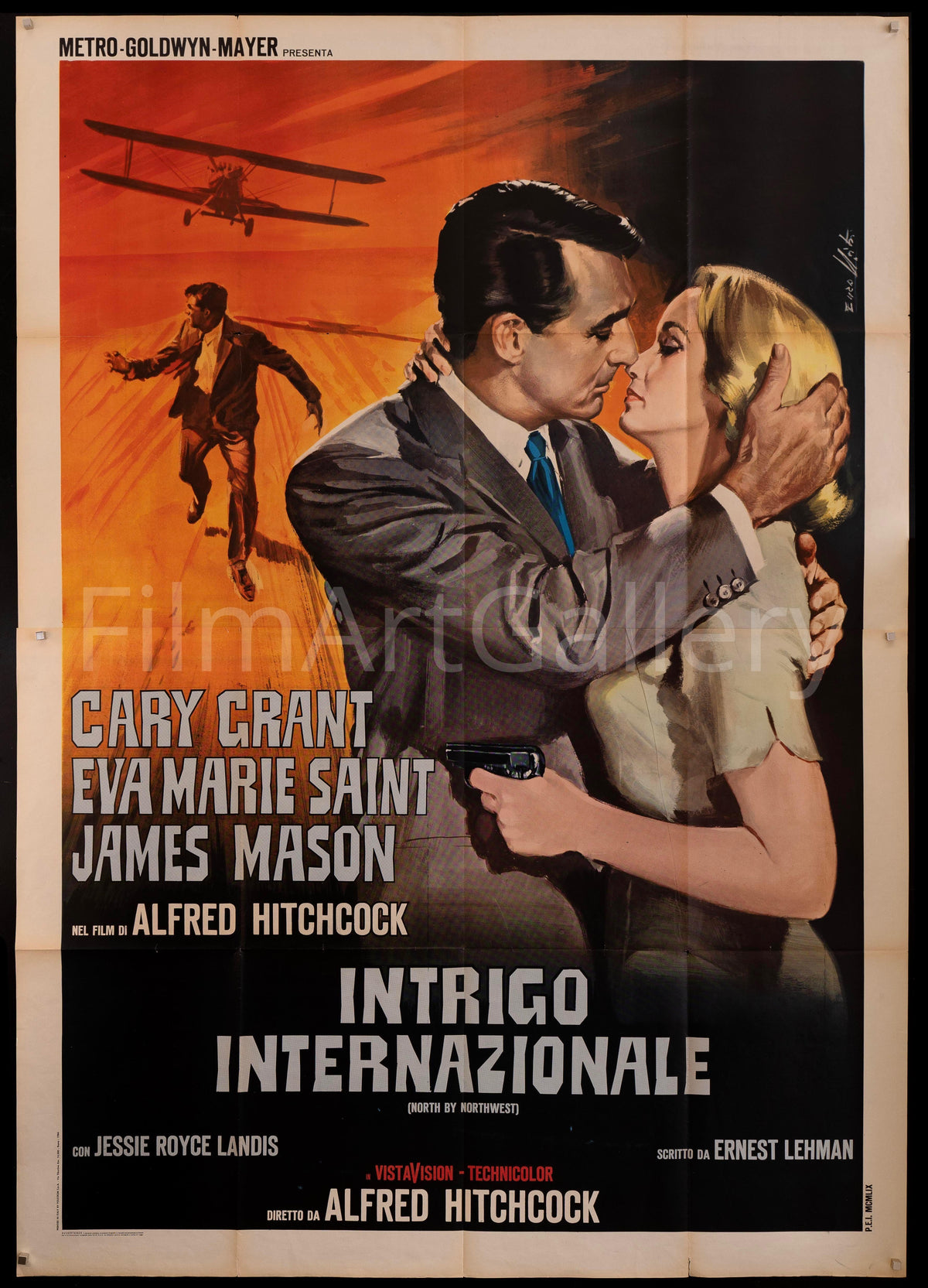 North By Northwest Italian 4 Foglio (55x78) Original Vintage Movie Poster