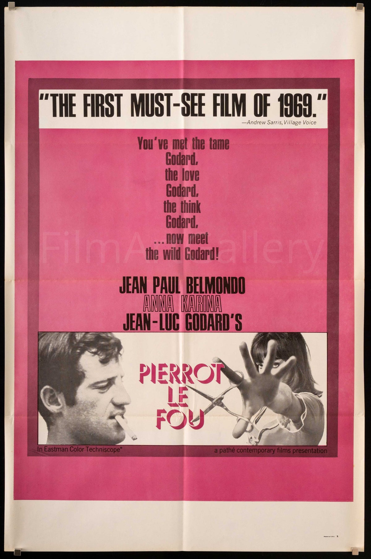 Pierrot Le Fou 1 Sheet (27x41) Original Vintage Movie Poster