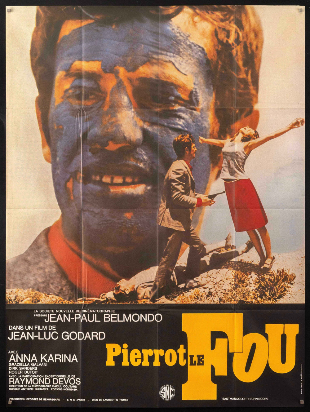 Pierrot Le Fou Original Vintage Movie Poster