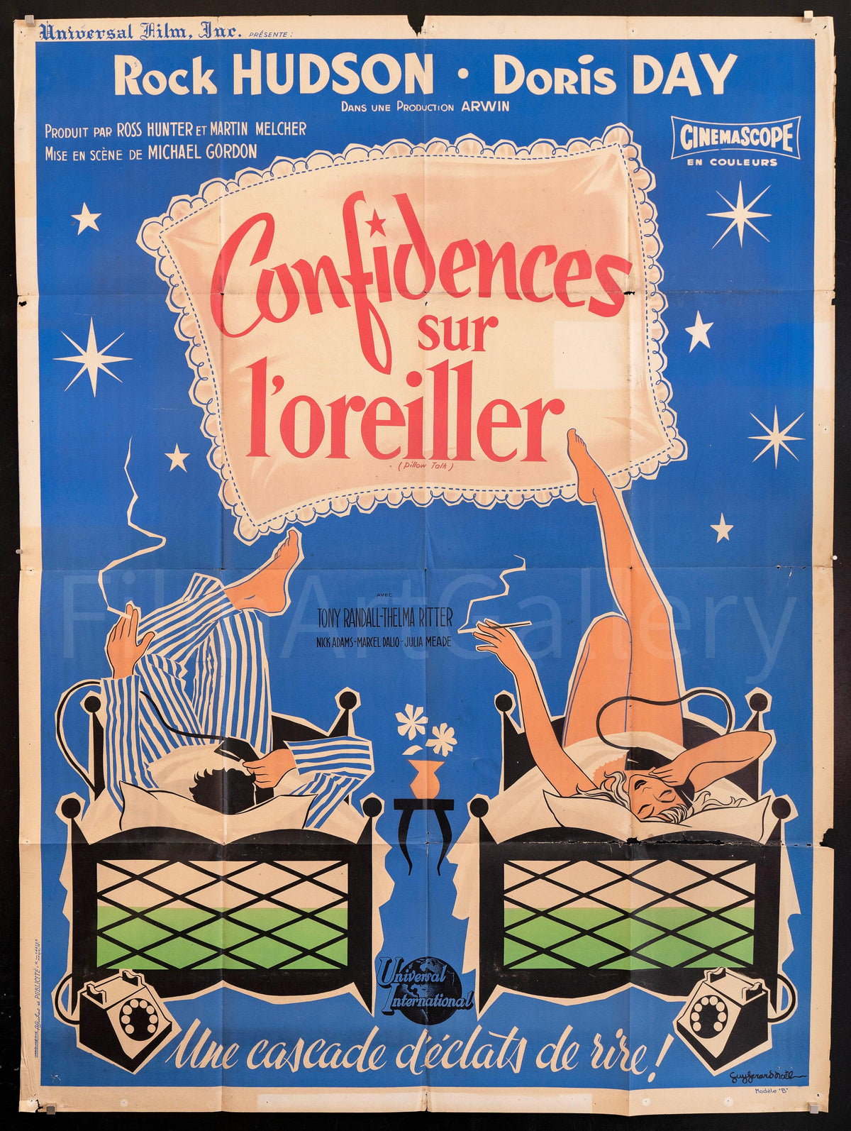 Pillow Talk French 1 Panel (47x63) Original Vintage Movie Poster