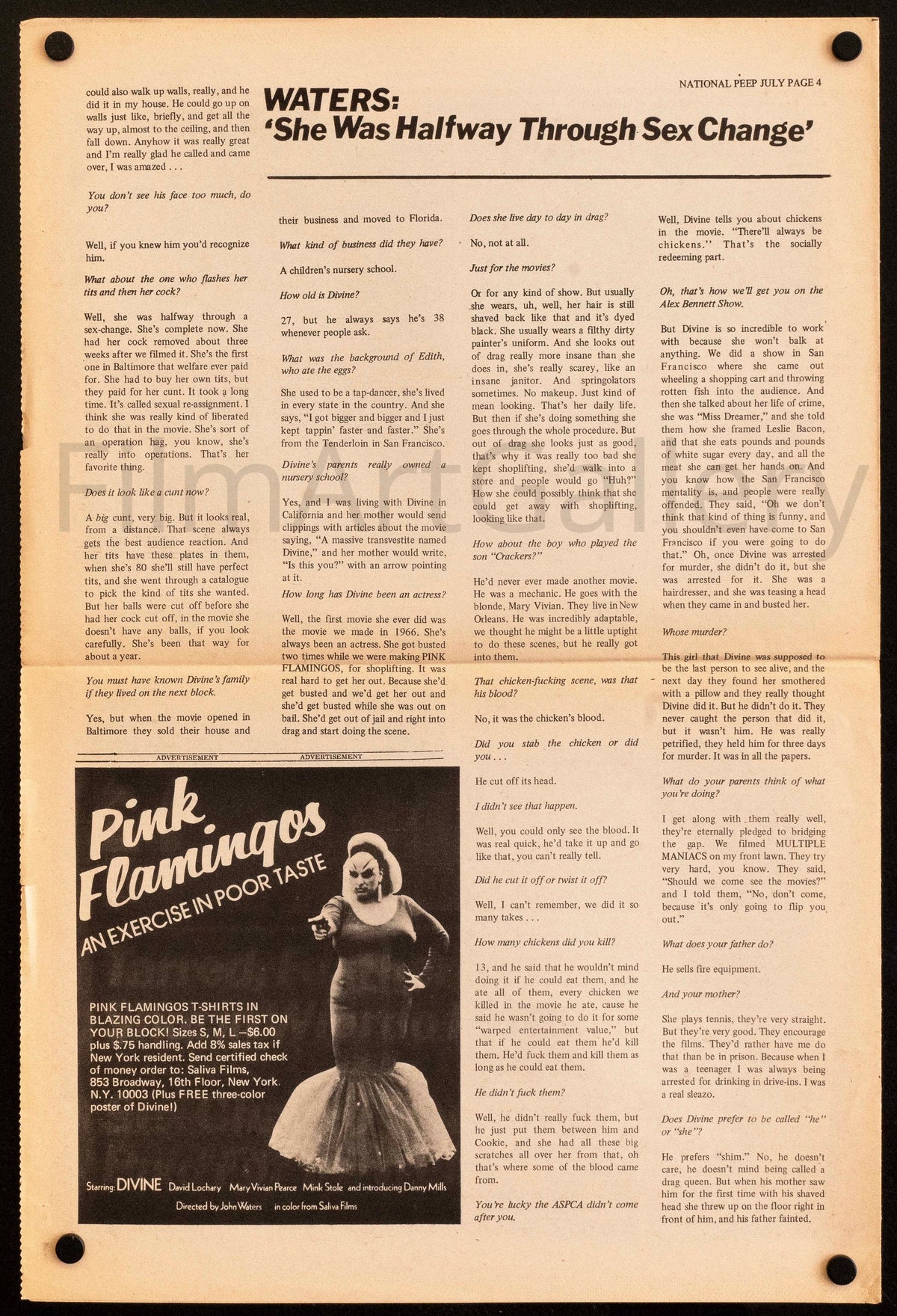 Pink Flamingos Original Vintage Movie Poster