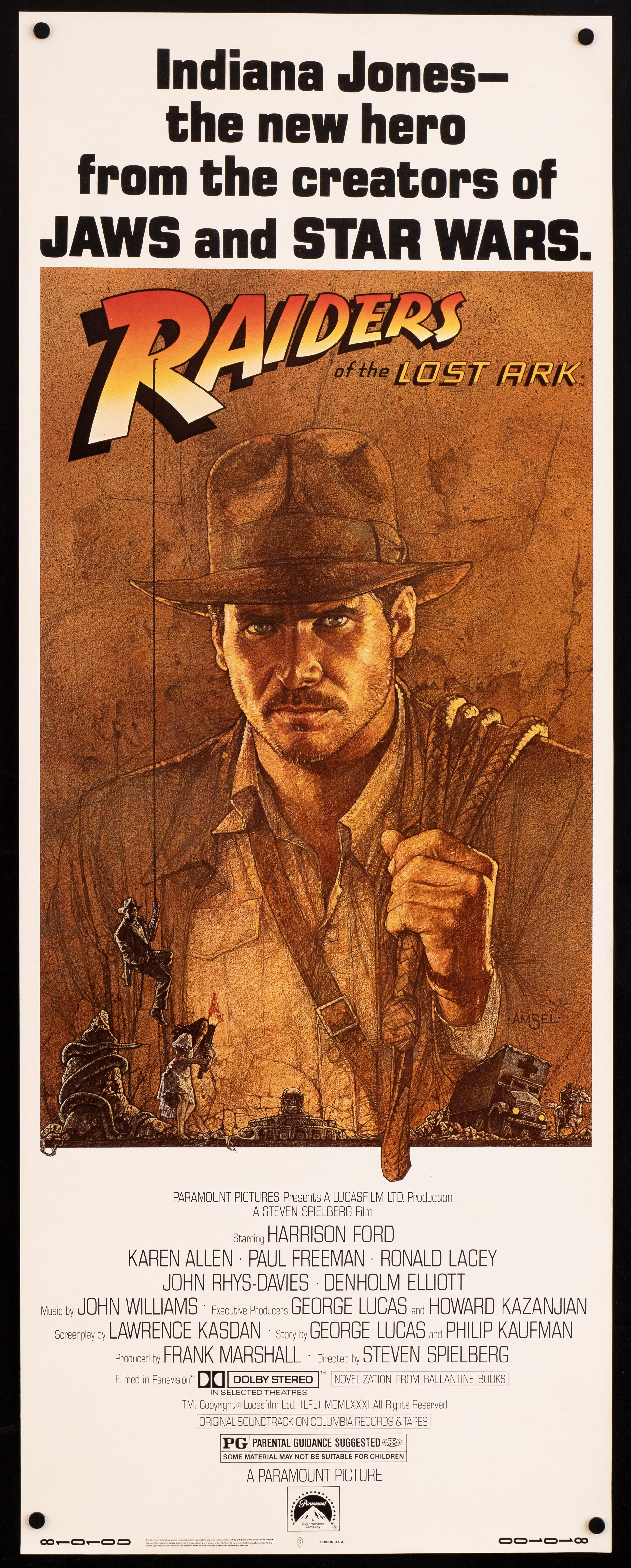 Raiders of the Lost Ark Insert (14x36) Original Vintage Movie Poster