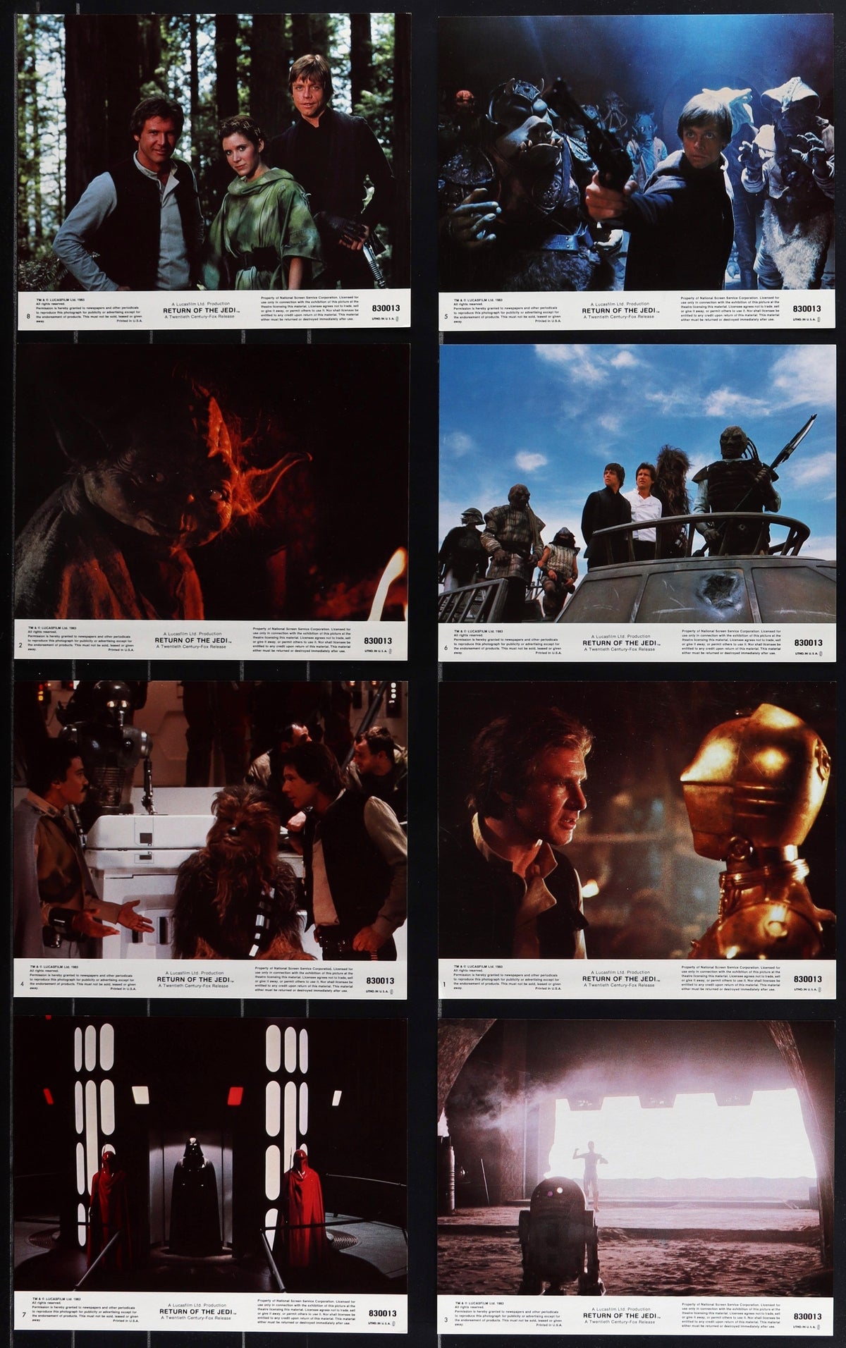 Return of the Jedi Mini Lobby Card Set (8-8x10) Original Vintage Movie Poster