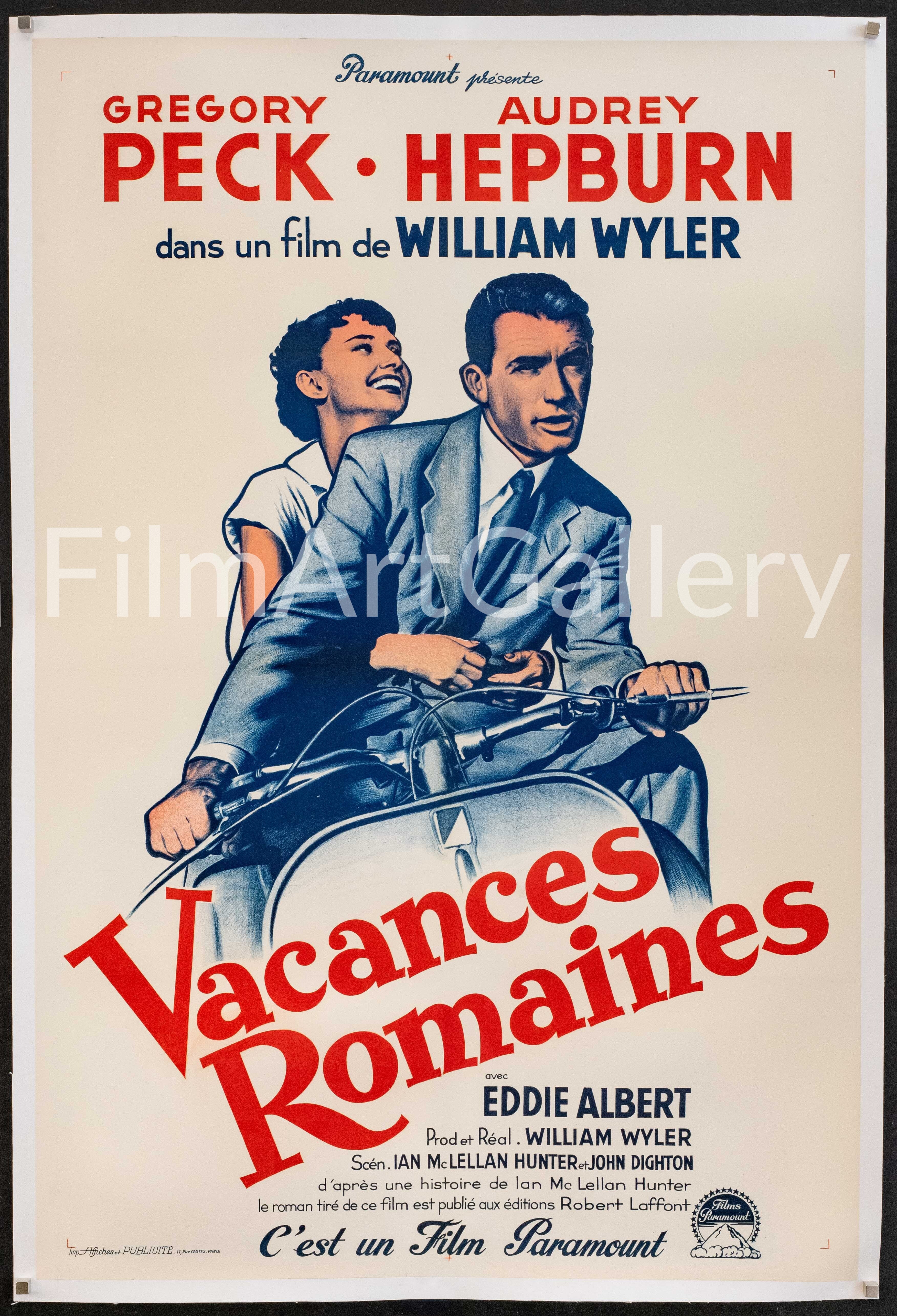 Roman Holiday Movie Poster 1960's RI French Medium (31x47)