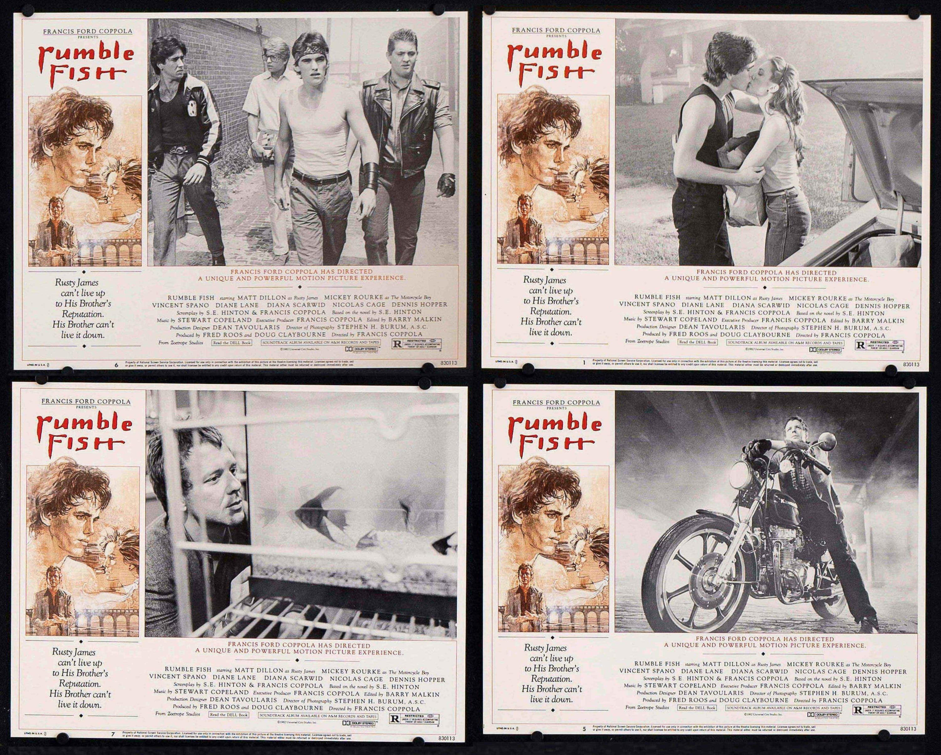 Rumble Fish Movie Poster 1983 Lobby Card Set (8-11x14)
