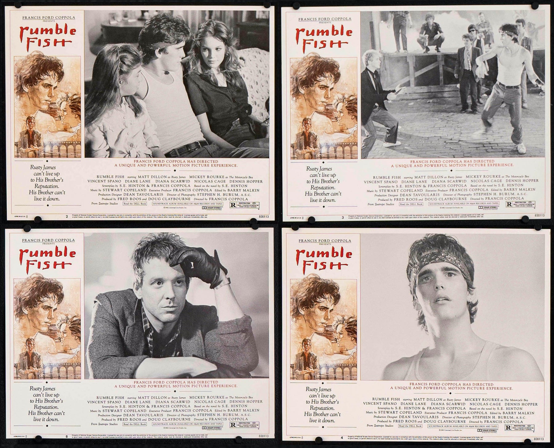 Rumble Fish Movie Poster 1983 Lobby Card Set (8-11x14) - Film Art Gallery