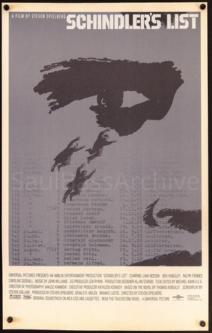 Schindler's List - Eye (Newsprint) 14x22 Original Vintage Movie Poster
