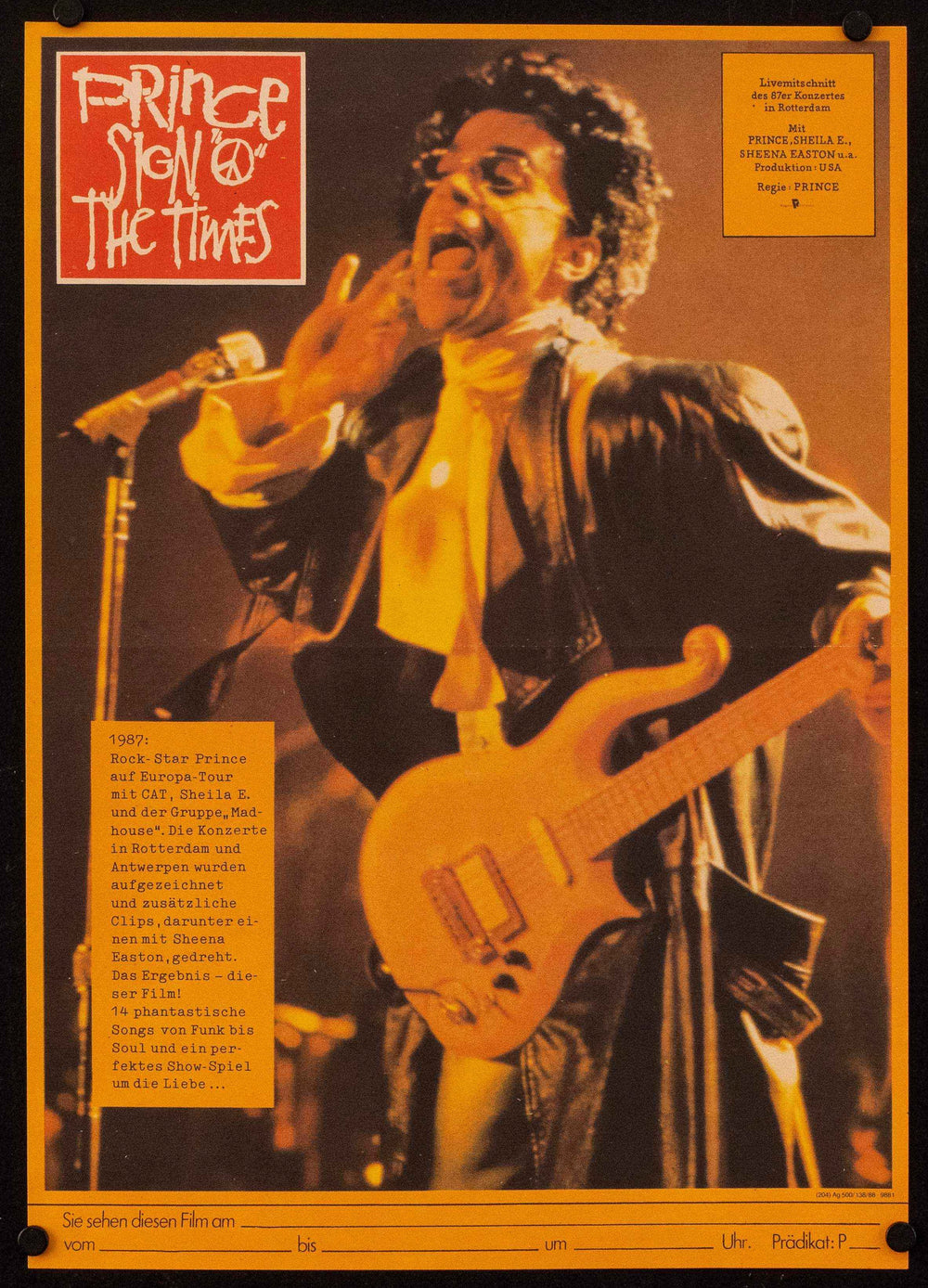 Sign O the Times Original Vintage Movie Poster