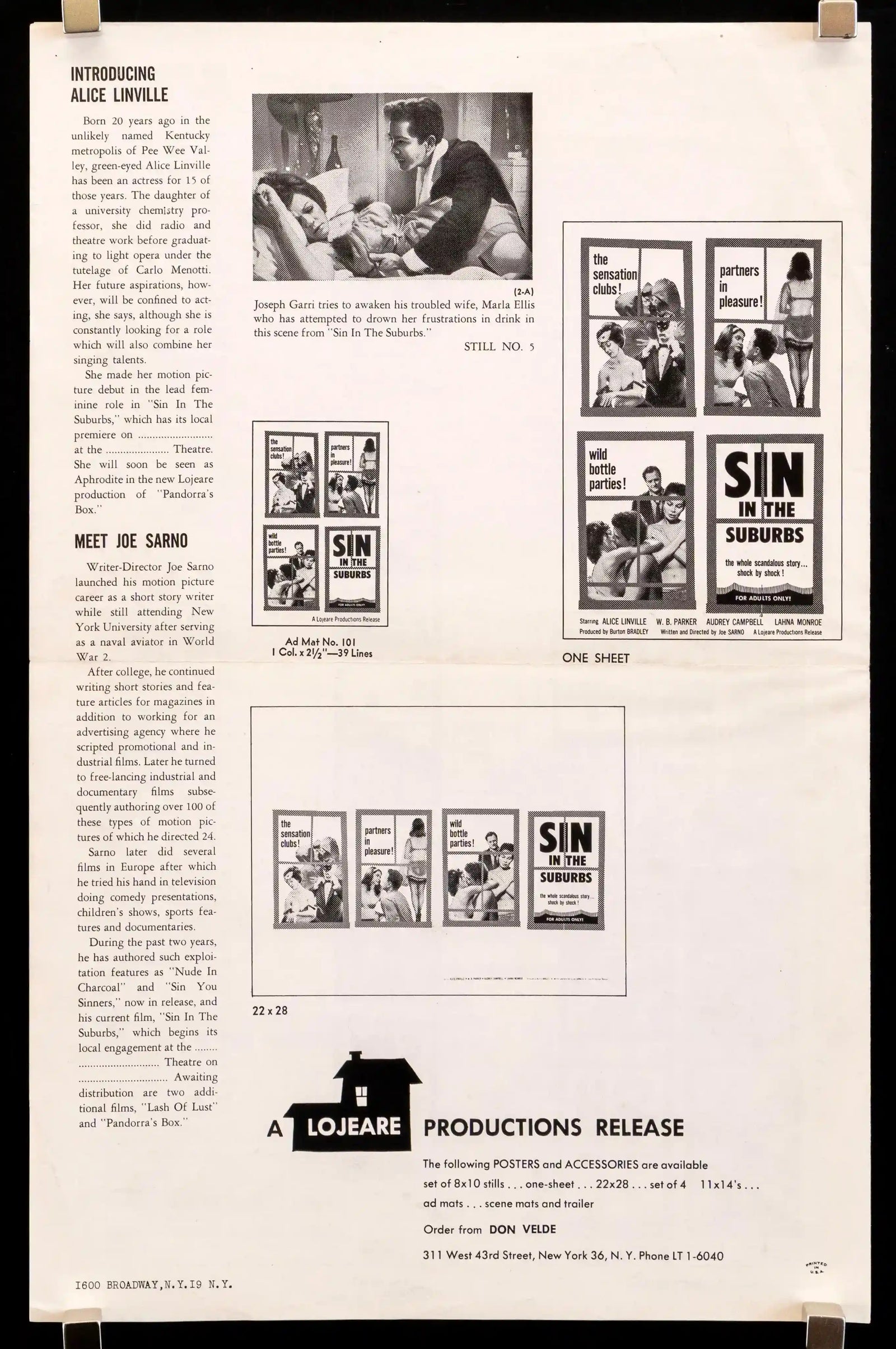 Sin In the Suburbs Original Vintage Movie Poster