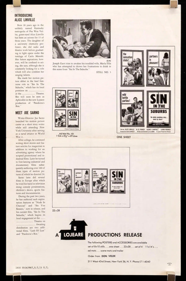Sin In the Suburbs Original Vintage Movie Poster