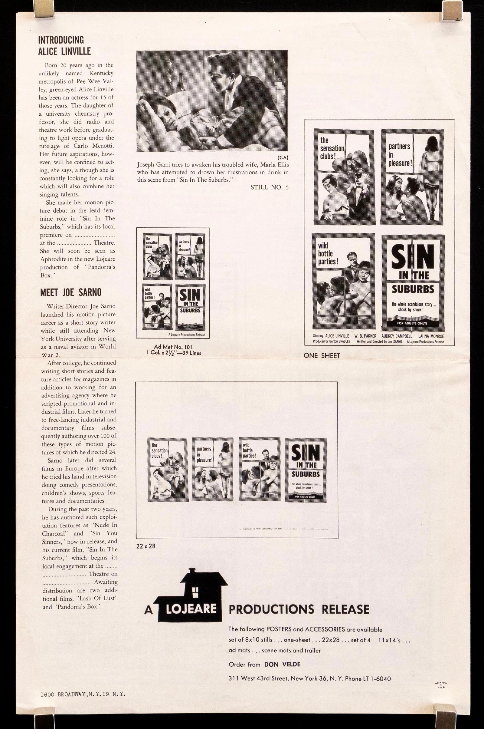 Sin In the Suburbs Original Vintage Movie Poster