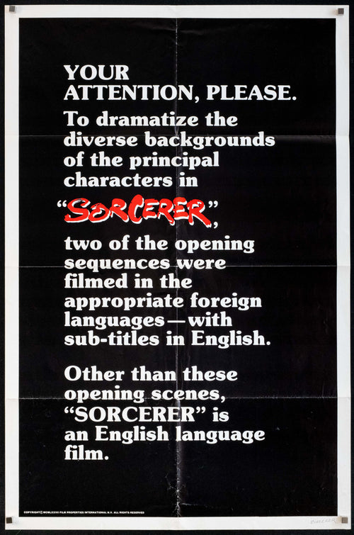 Sorcerer Original Vintage Movie Poster