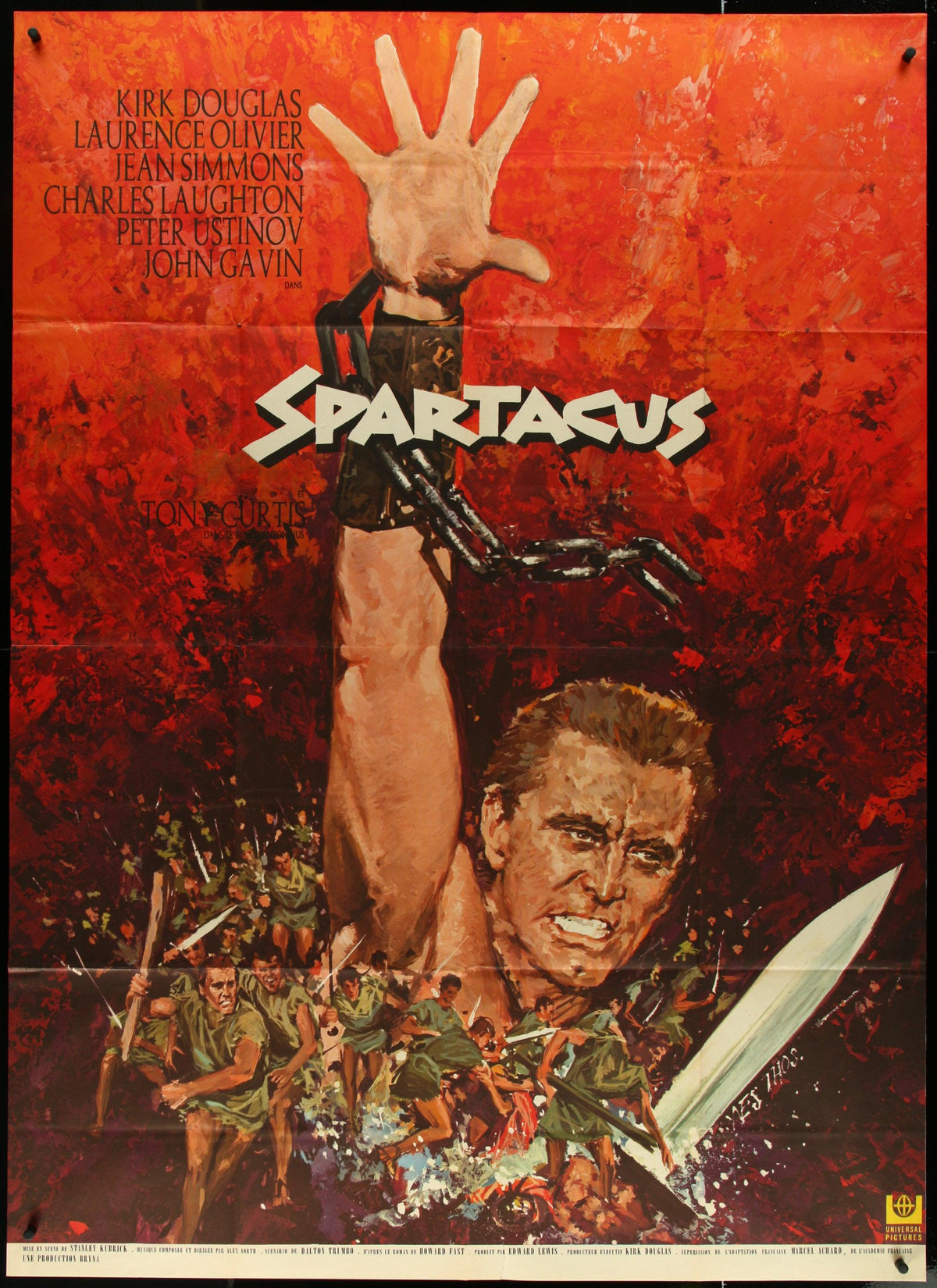 Spartacus French 1 Panel (47x63) Original Vintage Movie Poster