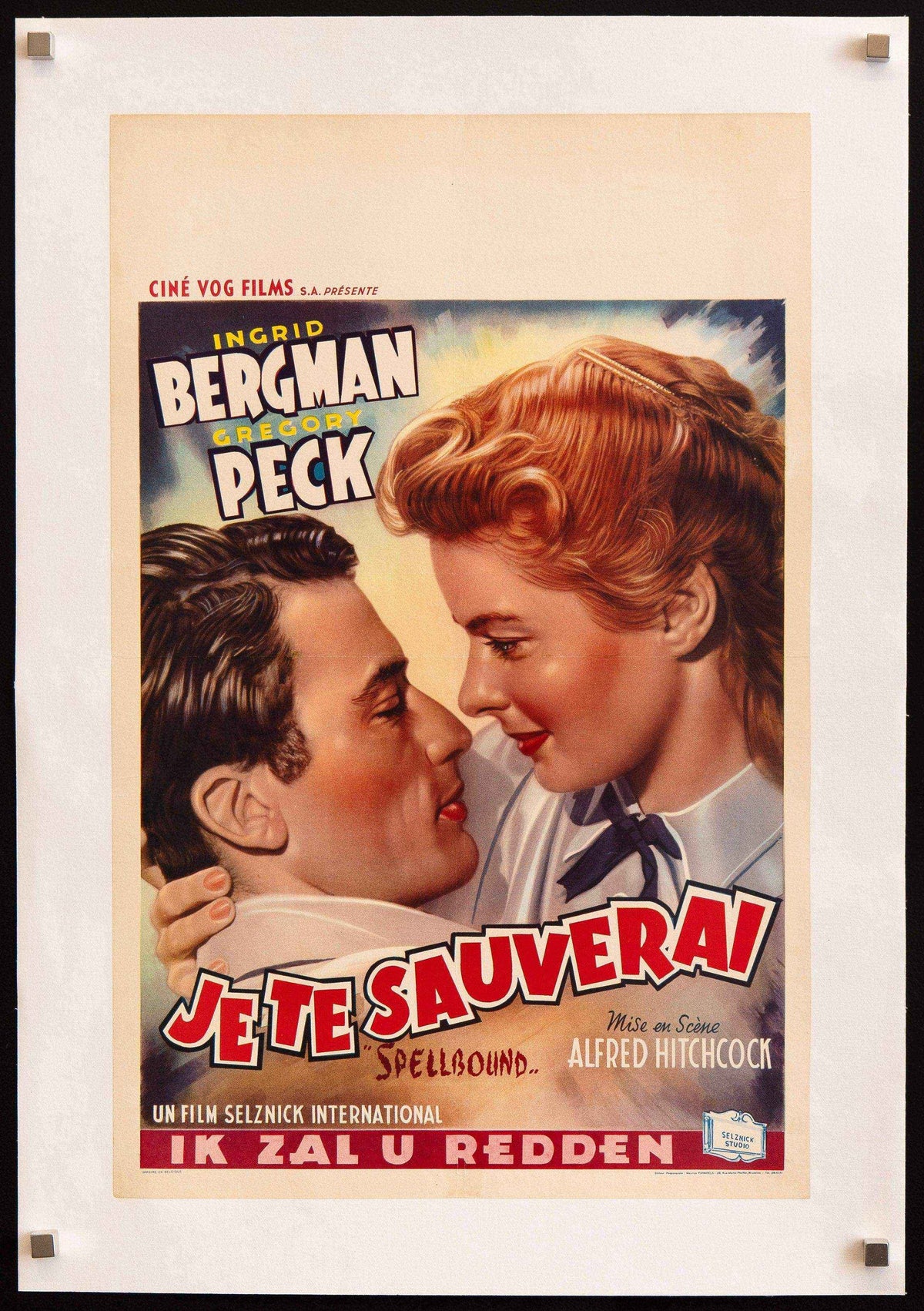 Spellbound Movie Poster 1950's RI Belgian (14x22)