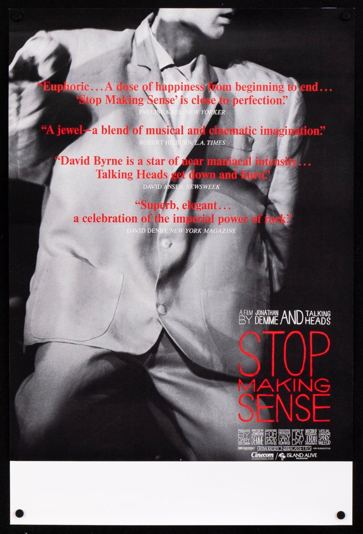 Stop Making Sense 16x24 Original Vintage Movie Poster