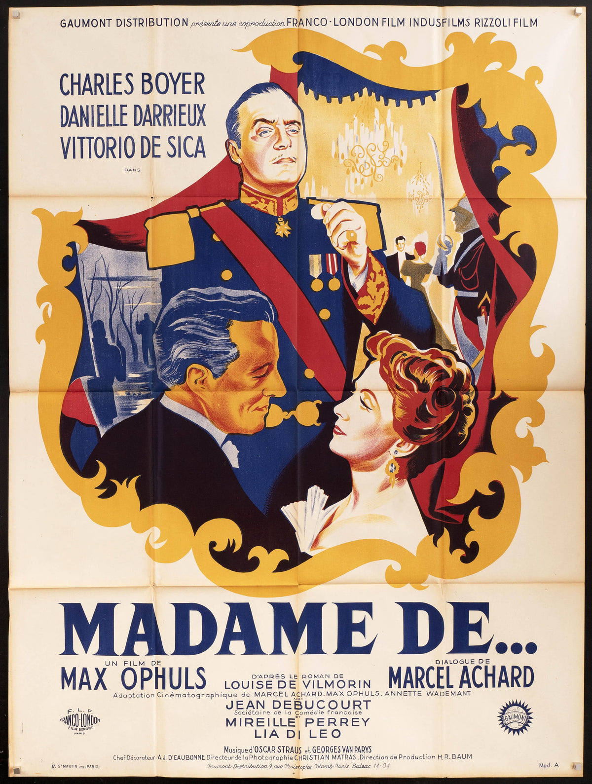 The Earrings of Madame de... French 1 panel (47x63) Original Vintage Movie Poster