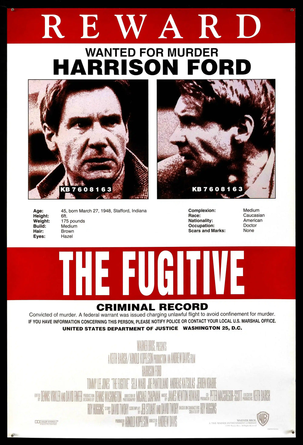 The Fugitive Original Vintage Movie Poster