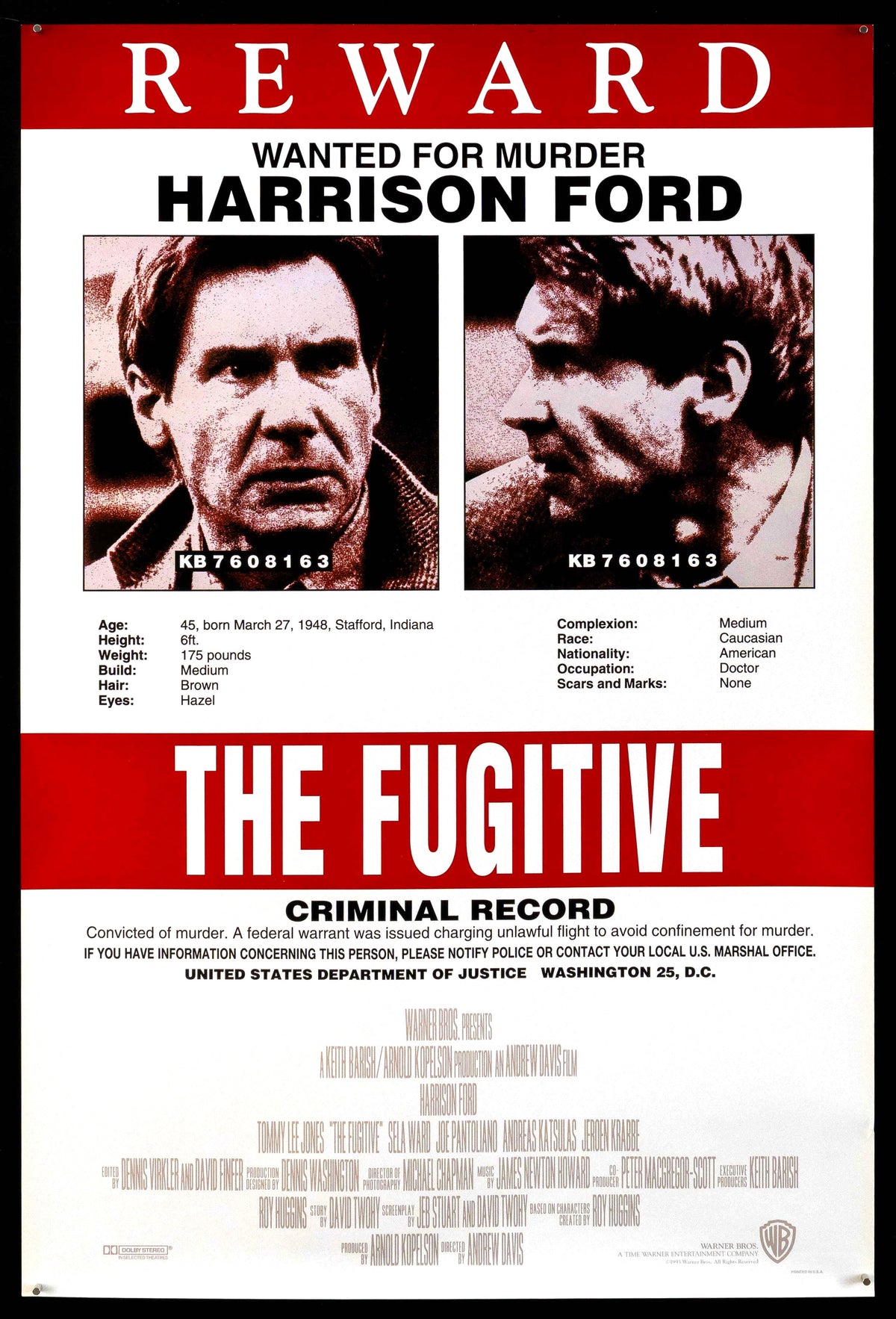 The Fugitive Original Vintage Movie Poster