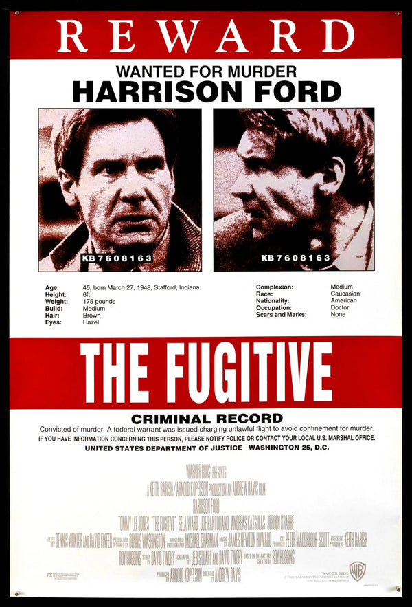 The Fugitive Movie Poster 1993 1 Sheet (27x41)