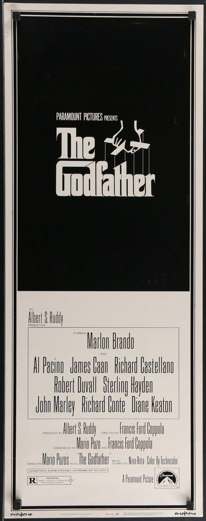 The Godfather Insert (14x36) Original Vintage Movie Poster
