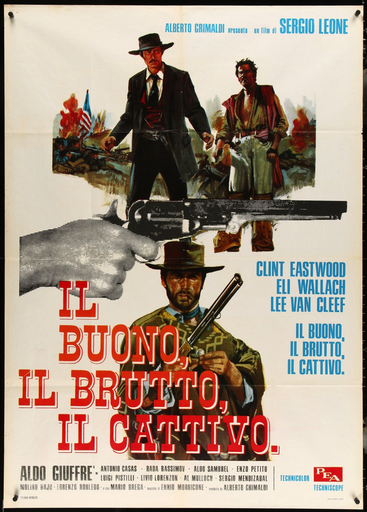 The Good Bad and the Ugly Italian 2 foglio (39x55) Original Vintage Movie Poster