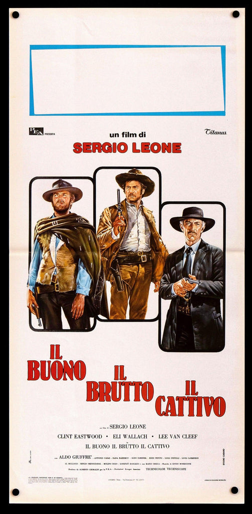 The Good Bad and the Ugly Italian Locandina (13x28) Original Vintage Movie Poster