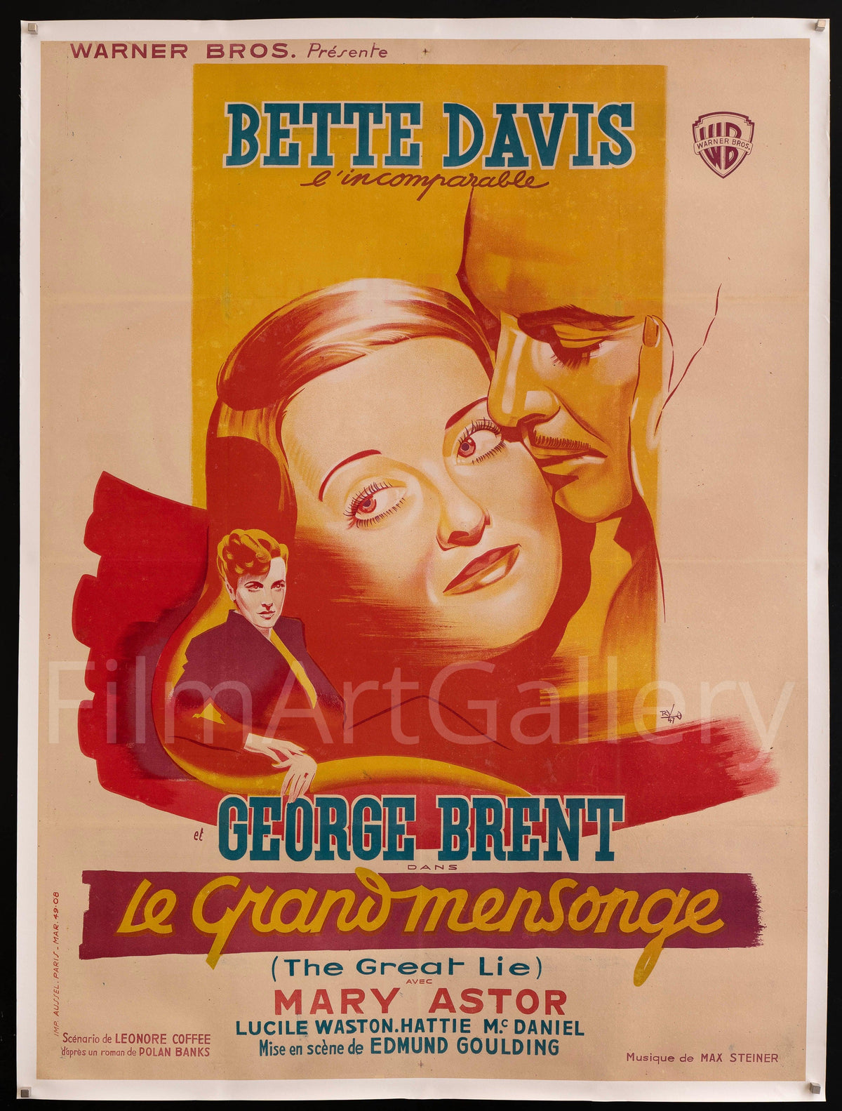 The Great Lie French 1 Panel (47x63) Original Vintage Movie Poster