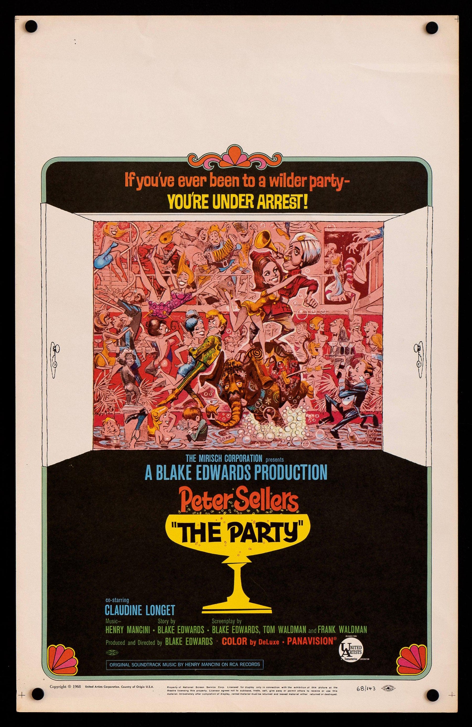 The Party Movie Poster 1968 Window Card (14x22)