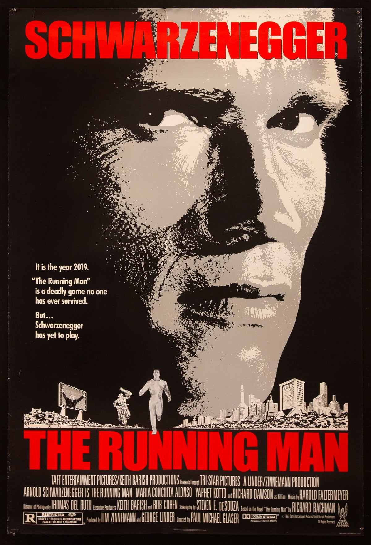 The Running Man Original Vintage Movie Poster