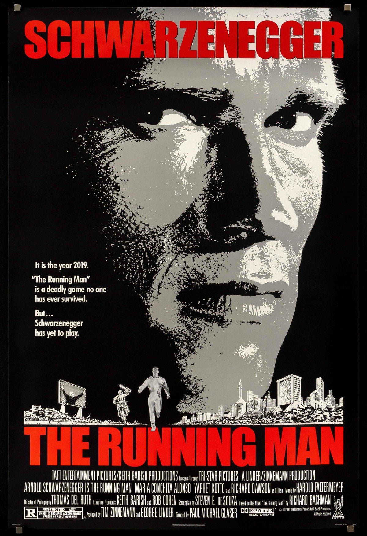 The Running Man Original Vintage Movie Poster