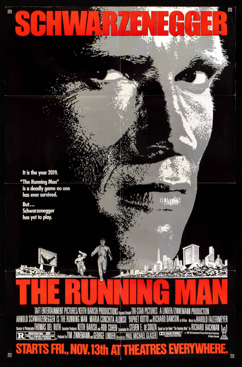 The Running Man Original Vintage Movie Poster