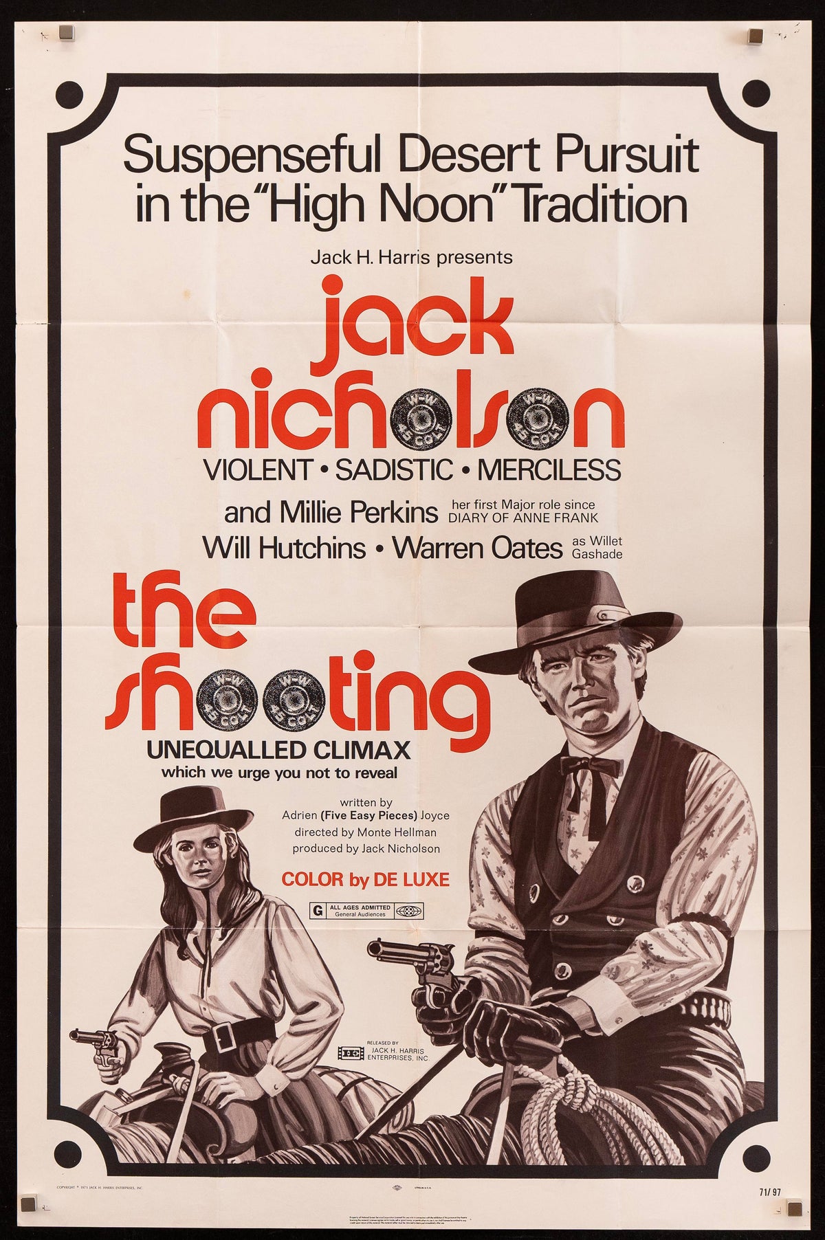 The Shooting 1 Sheet (27x41) Original Vintage Movie Poster