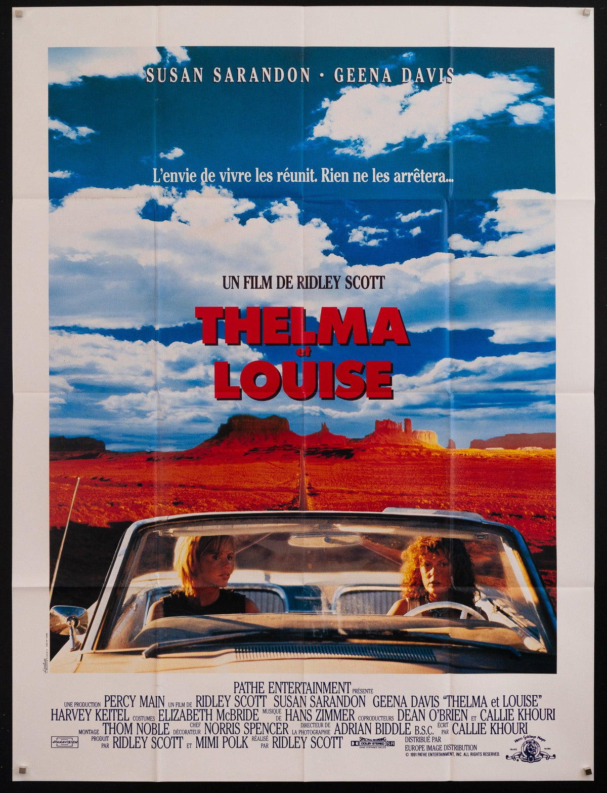 Thelma &amp; Louise French 1 Panel (47x63) Original Vintage Movie Poster